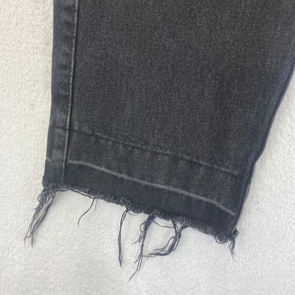 ZARA Raw Hem Jeans Size 2 Black Denim High Waist Straight Leg 27.5" Inseam Punk - Picture 8 of 14